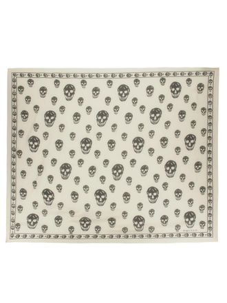 Alexander McQueen White Skull Printed Scarf
