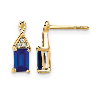 Diamond2Deal 14k Yellow Gold Sapphire and Diamond Earrings