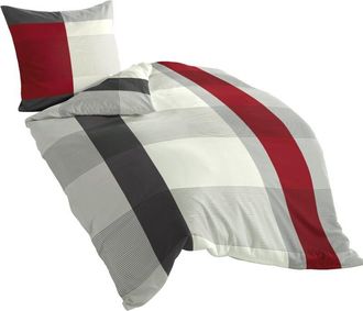 BIERBAUM Bierbaum - Set Set Copripiumino singolo e federa in raso di cotone Mako, Multicolore (Mehrfarbig), 135 cm x 200 cm