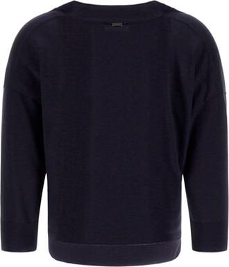 Herno Womens Knit Jumper Glam Effect Navy Blue Main: Lyocell Jumpers Sweater