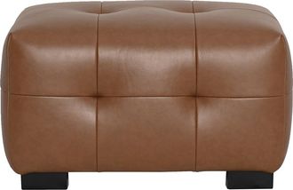 Miliboo Pouf Poggiapiedi Design In Pelle Marrone Corto