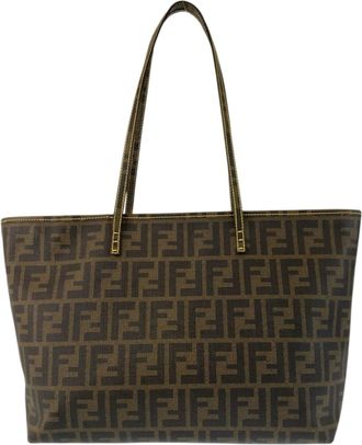 Fendi Zucca Brown Yellow Pvc Shoulder Bag Tote Bag (Pre-Owned)