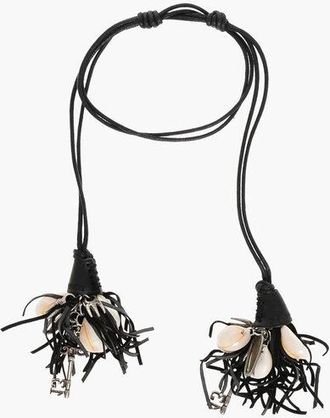 Dsquared2 Leather Bracelet with Shells and Fringes size Unica