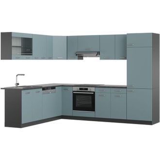Vicco Cocina Esquinera R-line, Gris Azulado/antracita, 227 X 287 Cm, Et Antracita