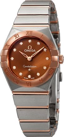 Omega Pre-owned Omega Constellation Diamond Sun-brushed Brown Dial Ladies Watch 131.20.25.60.63.001