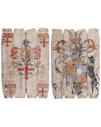 A&B Home Discontinued A&B Home Set Of 2 England Art Wooden Wall Plaques