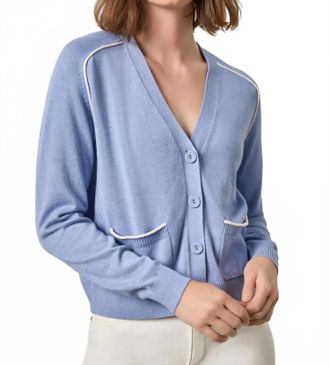 Lilla P Saddle Sleeve V-Neck Cardigan In Cornflower