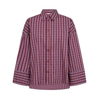 Co'Couture Renee CC Check Cuff Shirt - Dames - Overhemden - Rood - M - Katoen - Overhemden