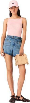Maje Braided denim shorts in Blue at Nordstrom, Size 42 Eu