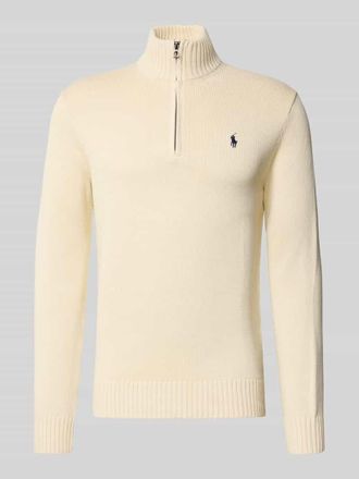 Polo Ralph Lauren Regular Fit Troyer mit gerippten Abschl&uuml;ssen in Offwhite, Gr&ouml;&szlig;e XXL