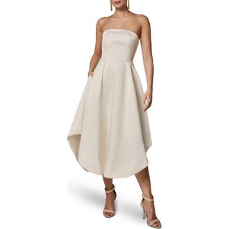 DKNY Strapless Satin Gown in Cream at Nordstrom, Size 10