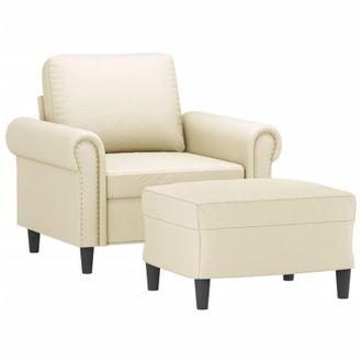 vidaXL Poltrona con Poggiapiedi Crema 60 cm in Similpelle - Vidaxl