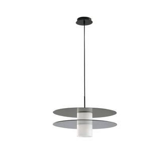 Netlighting Record Double Disc Pendant Tinted Glass Black Opal E27