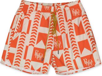 Rhude Orange/Off White Grasse Swim Trunks