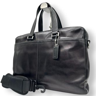 Coach Black Leather Briefcase Shoulder Bag (Pre-Owned)
