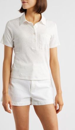 Frame Denim The Caddy Stretch Linen Polo in Cream at Nordstrom, Size X-Small