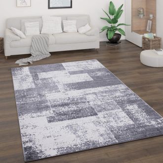 Paco Home Paco Home - Alfombra Sal&oacute;n Pelo Corto Motivo Vintage Abstracto Moderno Geom&eacute;trica A Rombos 160x220 Cm, Gris 2