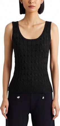 Ralph Lauren Metallic Rib-Knit Sweater Tank Top In Black