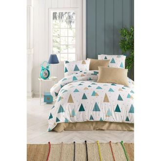 OEM Funda N&oacute;rdica, Funda N&oacute;rdica, Ropa De Cama Set Blanco Azul Beige