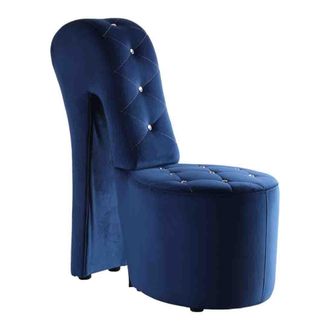 Best Master Furniture Tristram 19 Velvet High Heel Shoe Chair in Navy Blue