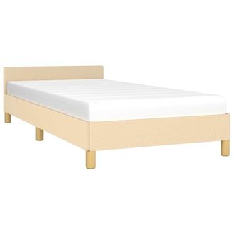 vidaXL Estructura De Cama Con Cabecero Sin Colch&oacute;n Tela Crema 90x190cm Vidaxl