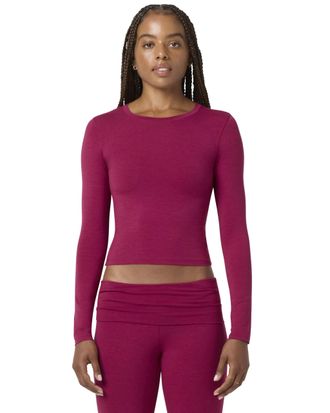 Florence By Mills Florence by Mills Womens Softie Cotton Long Sleeve Top, Bing Cherry, XS