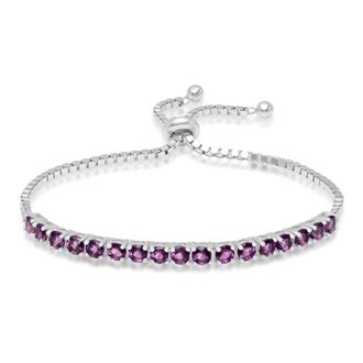 MAX + STONE Sterling Silver Round 4mm Gemstone Bolo Bracelet