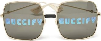 Gucci Zonnebril met vierkant montuur - Goud
