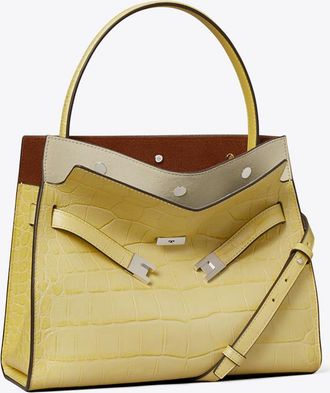 Tory Burch Womens Small Lee Radziwill Embossed Double Bag, One Size