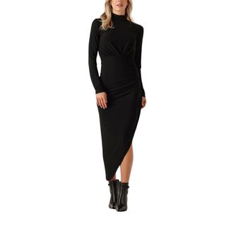 Silvian Heach Zwarte Midi Jurk voor Stijlvolle Winter - Dames - Feestkleedjes - Zwart - XS - Kleedjes