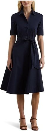 Lauren Ralph Lauren Petite Cotton-Blend Shirtdress Womens Dress Lauren Navy : 6P, Nylon/Elastane/Cotton
