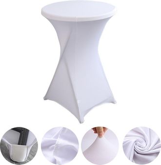 OEM Mantel De C&oacute;ctel El&aacute;stico, Ideal Para Bodas, Banquetes Y Fiestas (di&aacute;metro 76,20 Cm - 81,28 Cm X Altura 106,68 Cm), 2 Piezas, Mesa No Incluida - Blanc