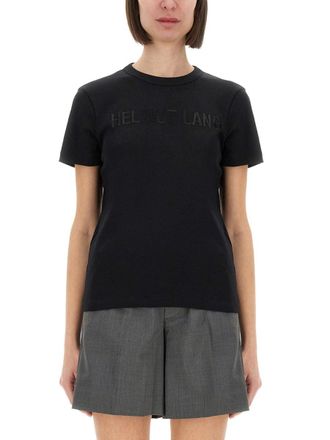 Helmut Lang Fitted Black T-Shirt With Embossed Logo And Timeless Silhouette