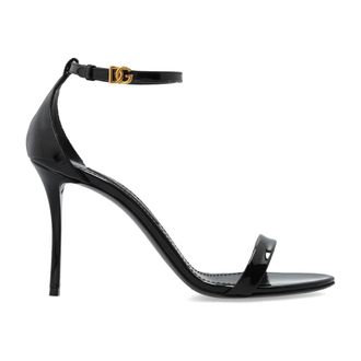 Dolce & Gabbana Schoenen, Dames, Zwart, 38 1/2 EU, Leer, Leren Sandalen met Hak