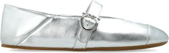 Ferragamo Schoenen, Dames, Grijs, 38 EU, Leer, Nena Ballet Flats
