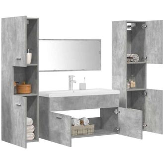 vidaXL vidaXL Set Mobili da Bagno 5 pz Grigio Cemento in Legno Multistrato