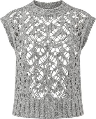 Max Mara Gilet Albero - Dames - Ronde hals truien - Grijs - M - Wol - Truien & Vesten