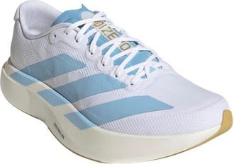 adidas Adizero Evo SL Running Shoe in White/Clear Blue/Matte Gold at Nordstrom, Size 11.5
