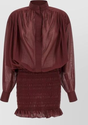 Andamane rania dress shirred skirt stand collar