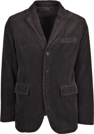 Aspesi Rich Cotton Velvet Blazer With Notch Lapel And Tailored Fit