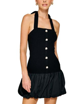 Line & Dot Ramona Mix-Media Balloon Mini Dress