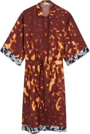 Dries Van Noten Doralia Printed Silk Midi Shirt Dress - Rust - L (UK14 / L)