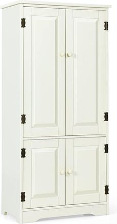 Costway Mobile Multiuso, Armadio Da Soggiorno, Credenza Da Cucina In Legno, Con 4 Ripiani, 59 X 32 X 123cm, Bianco E Nero (bianco) - Costway