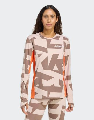 adidas adidas Performance - Top a maniche lunghe base layer sintetico tortora-Neutro