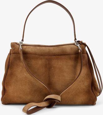 Balenciaga Womens Shoulder Bag Rodeo M Suede Brown Leather