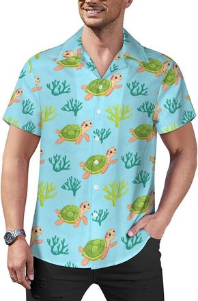 Generic Sea Turtle Mens Hawaiian Shirt Short Sleeve Beach Shirts Casual Summer T-Shirt Tops 4XL