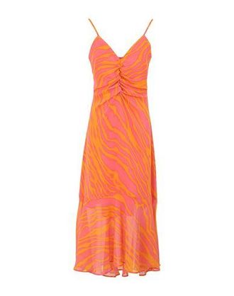 8 by YOOX PRINTED CHIFFON RUFFLE SLIP MIDI DRESS