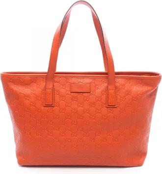 Gucci Orange Leather Handbag Tote Bag (Pre-Owned)