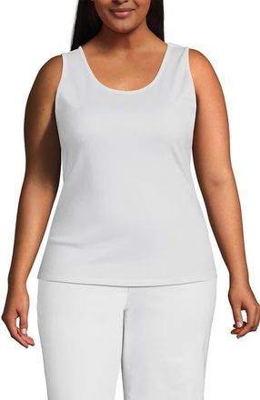 Lands End Plus Size Cotton Tank Top in White at Nordstrom, Size 3X
