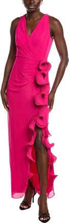 Badgley Mischka Halter Ruffle Gown
